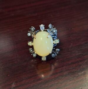 925 Sterling Silver Yellow Cabochon Ring
